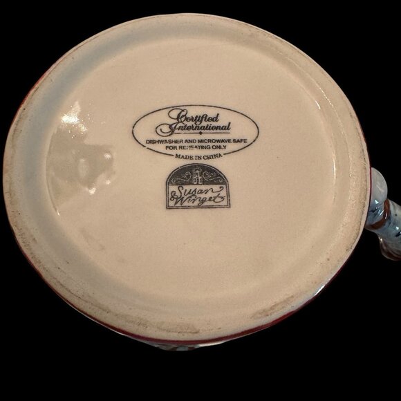 Vintage Susan Winget Holiday Lodge Mugs 4.5 “ Tall 16 Oz Capacity Set Of Two - Picture 12 of 13